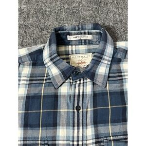 Orvis Shirt Mens L Blue Plaid Long Sleeve Button Flannel Midweight‎ Outdoor